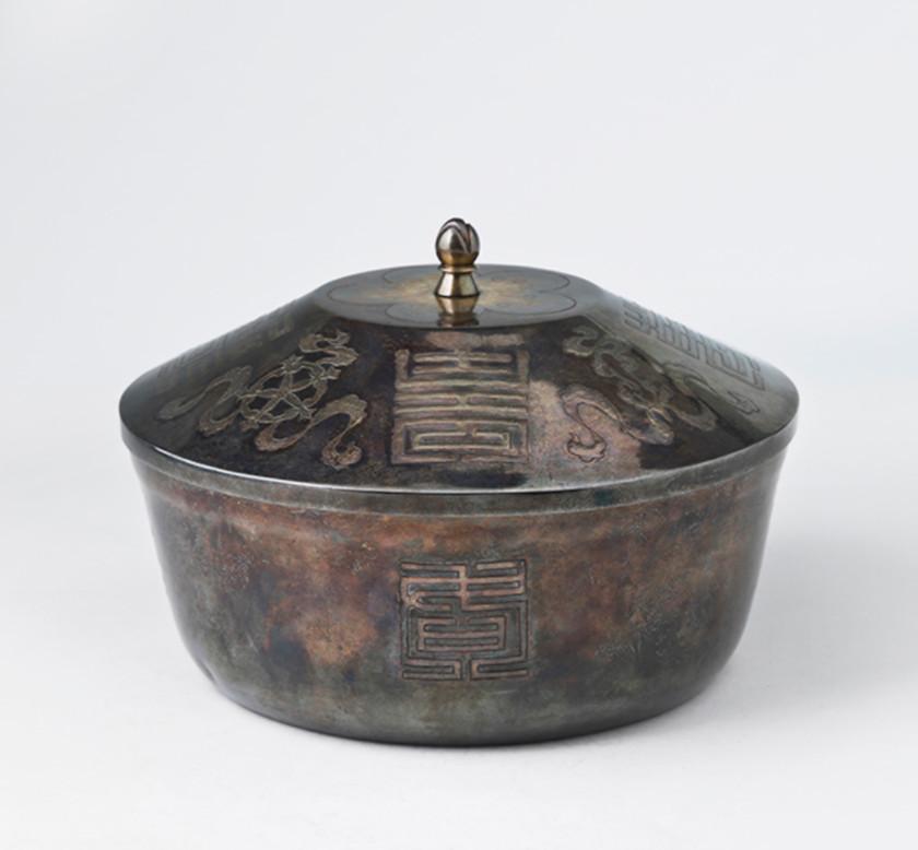 한성미술품제작소 은제수복칠보문합 漢城美術品製作所 銀製壽福七寶文盒